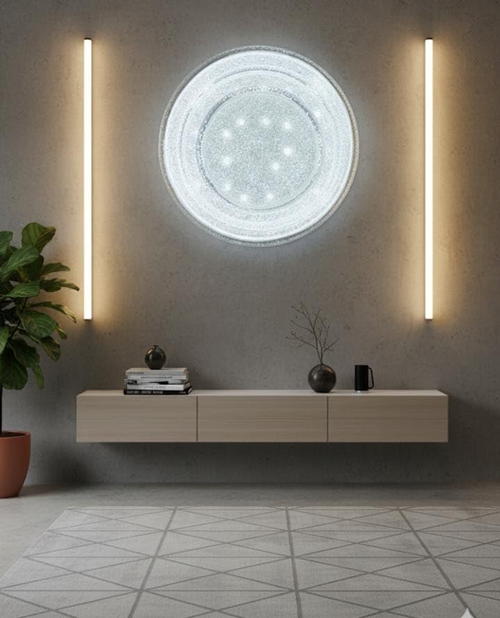 NICO Corporation Modern Ceiling Lights for Living Room | Chandeliers, Fancy Lights & Decorative Lamps Surface & Panel Lights for Ceiling, Kitchen & Hall| 24cm with 3 Color Modes (PearlWhite, Round) 4