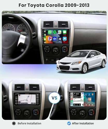 8 CORE 2G+64G Car Radio for Toyota Corolla 2009-2013 with Wireless CarPlay/Android Auto, Podofo 9 Inch 1280*720P IPS Touch Screen Stereo Android 13 GPS WiFi Bluetooth DSP SWC support HD Backup Camera 2
