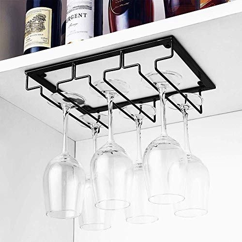 hodzumrac Wine Glass Rack under Cabinet Stemware Rack, Wine Glass Holder Organizer for Cabinet Kitchen Bar Glasses Storage Hanger 5