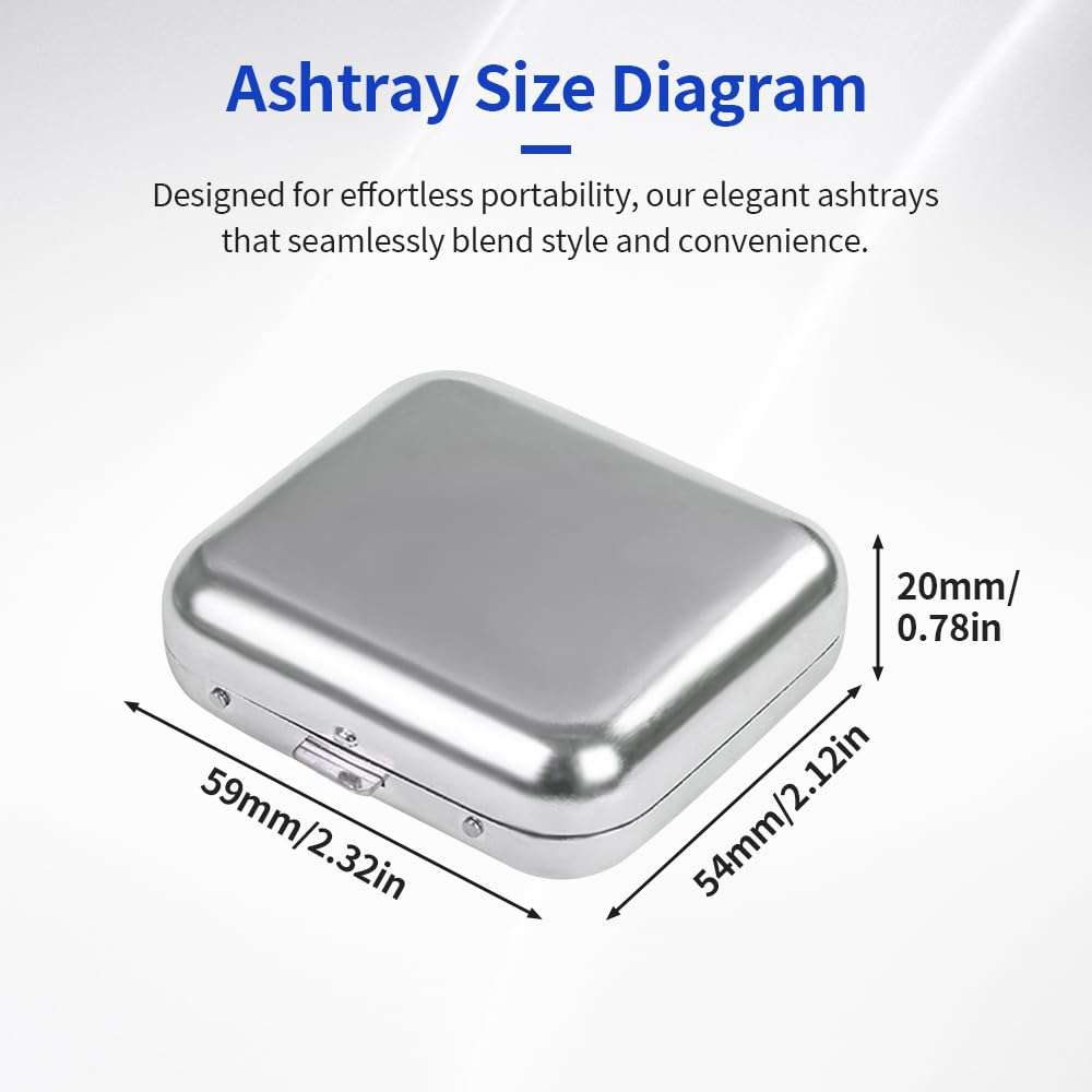 Zoyiancy 2Pcs Portable Ashtray, Pocket Ash Tray with Lid, Mini Stainless Steel Cigarette Holder, Windproof Ashtray for Outdoor Office Car Supplies(Silver) 3