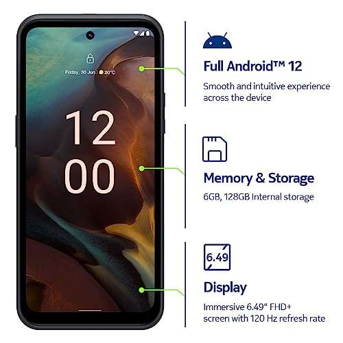 Nokia XR21 5G | Android 12 | Unlocked Rugged Smartphone | Dual SIM | US Version | 6/128GB | 6.49-Inch Screen | 64MP Dual Camera | Midnight Black 4