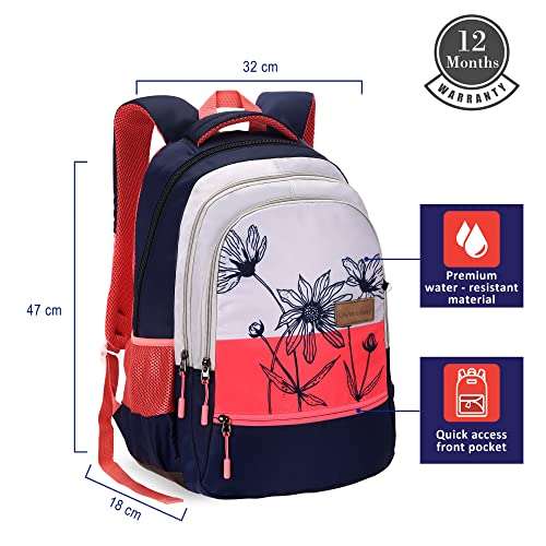 Lavie Sport Lily 40 Ltrs Stylish Backpack | School College bag for girls (Navy) 3