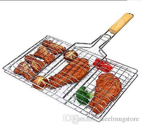 Param Portable Barbecue BBQ Grill Net Wooden Handle 6