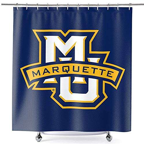 College Flags & Banners Co. Marquette Golden Eagles Shower Curtain with Rod Hooks Soft Micro Fiber Polyester 1