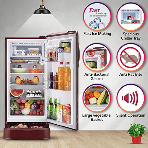LG 204 L 5 Star Direct-Cool Inverter Single Door Refrigerator (??GL-D211HRRZ, Ruby Regal, Base Stand with Drawer & Smart Connect, 2022 Model) 3