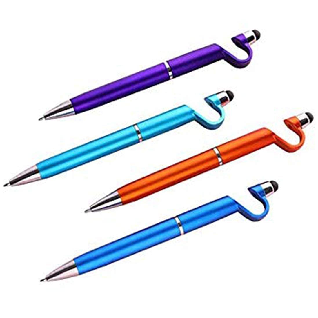 Mobile Stand (Pack 4) for Gionee Marathon M4 Ballpoint Function Stylus Pen with Mobile Stand Holder Writing Pen Screen Wipe Adjustable Universal Mobile Phone Flexible Clip Holder Pen - (C1, Mix) 1