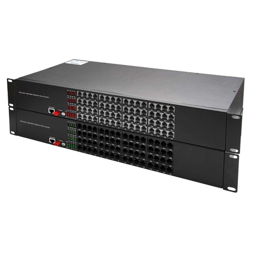 Primeda-telecom 64 Channels Telephone Extenders (Include Transmitter and Receiver),PCM Voice Tel to Singlemode Fiber Optic up 20Km with 10/100Mbps Ethernet (with FC Connector) 6