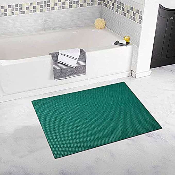 Purav Light Waterproof Rubber Mat with Holes for Bathroom Floor Anti Skid Anti Slip Multipurpose Home Entrance Rainmat, 4x8 feet, Green 3