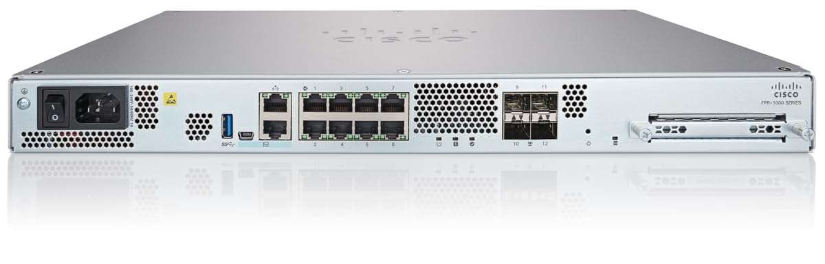 Cisco Secure Firewall: Firepower 1140 Next-Generation Firewall with FTD Software, 8-Gigabit Ethernet (GbE) Ports, 4 SFP Ports, Up to 2.2 Gbps Throughput, 90-Day Limited Warranty (FPR1140-NGFW-K9) 2
