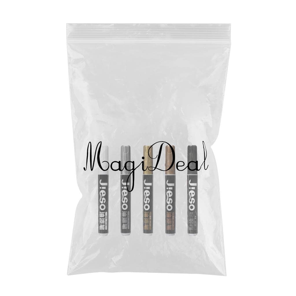 CALANDIS 5Pcs Metallic Marker Pens Paint Waterproof Oil Based for DIY Art Painting 4