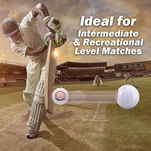 Vicky Leather Cork Cricket Ball Ideal for Intermediate & Recreational Level Matches Standard Size (White, Pack of 6) 4