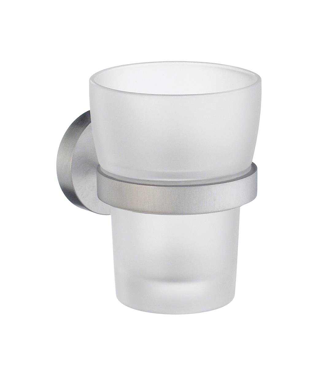 Smedbo SME, Brushed Chrome HS343 Holder with Glass Tumbler 1