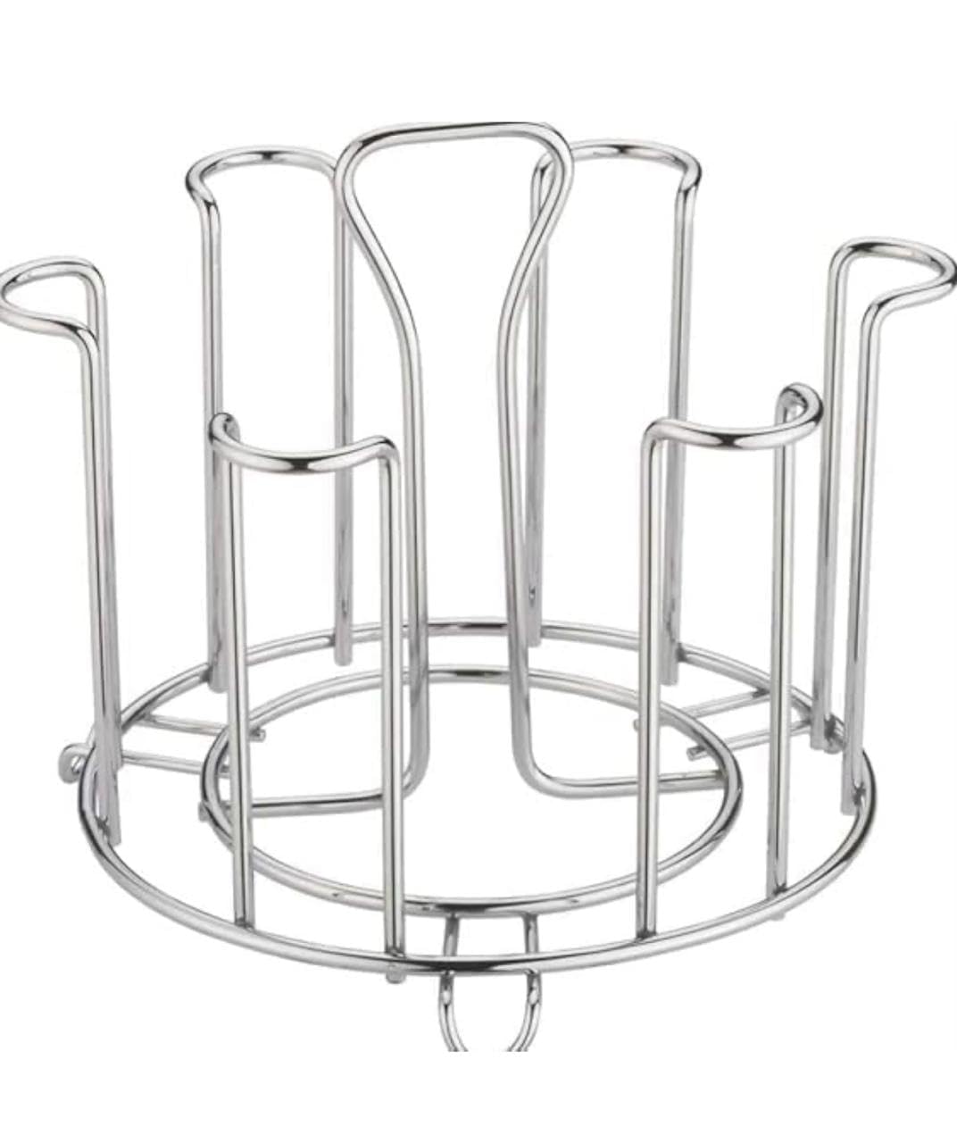 SHRUTI Stainless Steel Glass Holder Stand for 6 Glasses | Heavy Duty Tumbler Stand for Kitchen and Dining Table | Rust-Free Glass Organizer Rack for Home and Restaurant Use (Silver)