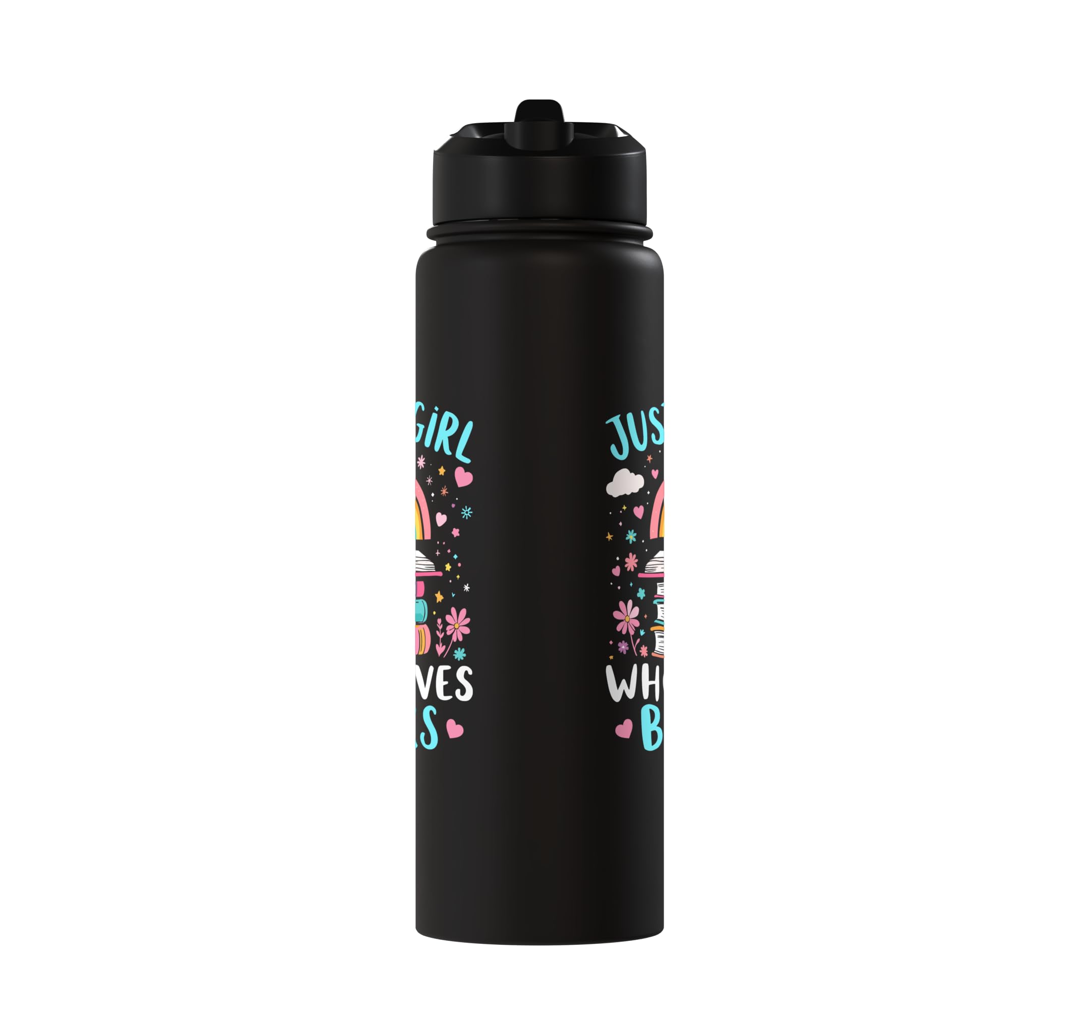 Just A Girl Who Loves Books, Reading, Bookworm, Book, Read Stainless Steel Insulated Water Bottle 3