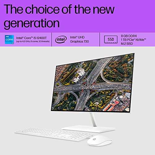 HP All-in-One PC 12th Gen Intel Core i5-12400T 24-inch(60.5 cm) FHD Micro-Edge Anti-glareDesktop (8GB RAM/1 TB SSD/Win 11/Wireless Keyboard and Mouse Combo/MSO/UHD Graphics/Starry White) 24-ck0660in 5