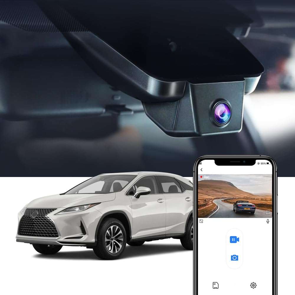 Fitcamx 4K Dash Cam Suitable for Lexus RX 350 450h 350L F Sport Luxury 2016 2017 2018 2019 2020 2021 2022 (Model B), 2160P Video WiFi, OEM Style, Parking Mode, Loop Recording, Plug&Play, 64GB Card 1