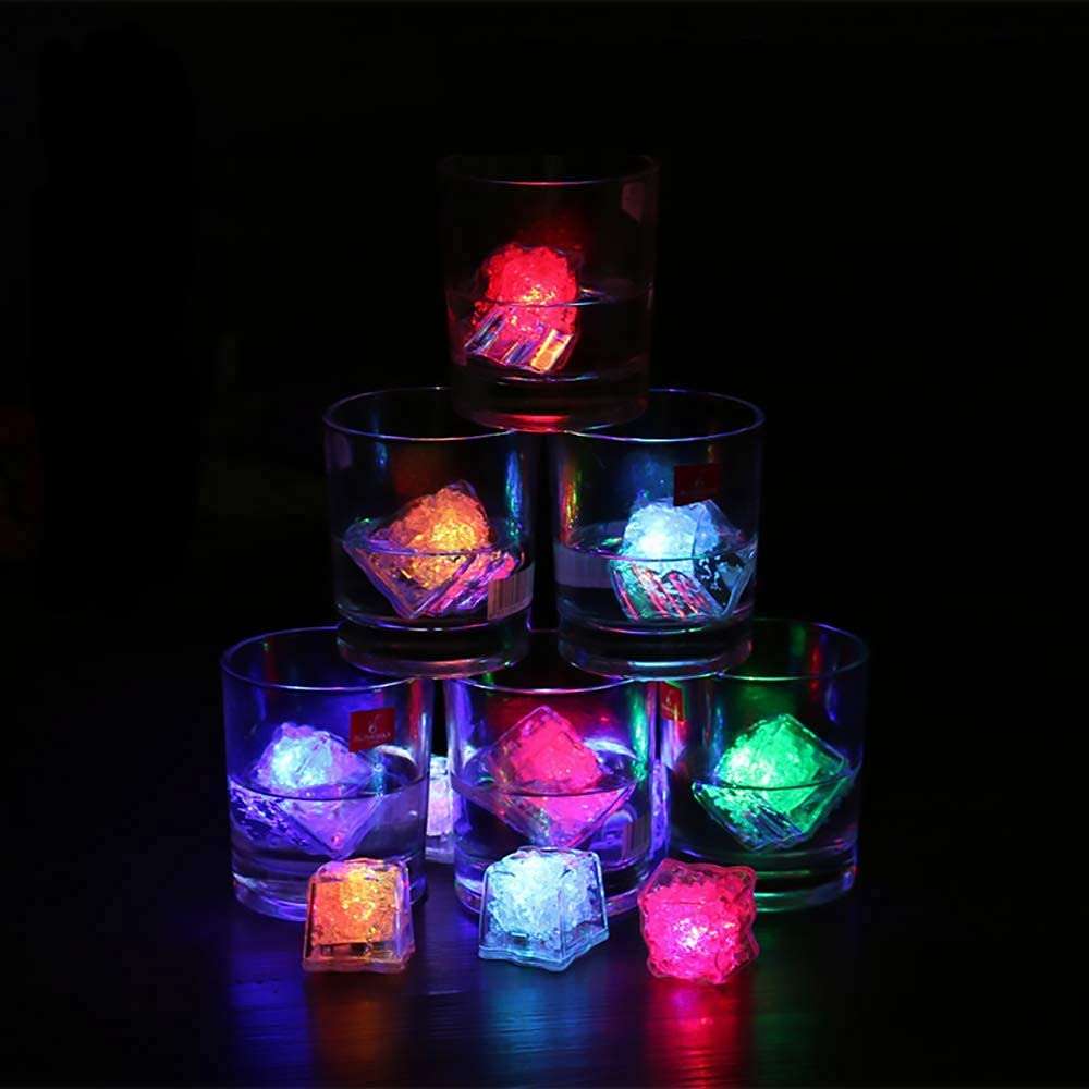 Polychrome flash ice 12 Pack Multi-Color Light-up LED Water Activated Ice Cubes for Drinks | Waterproof and Safe Plastic 6