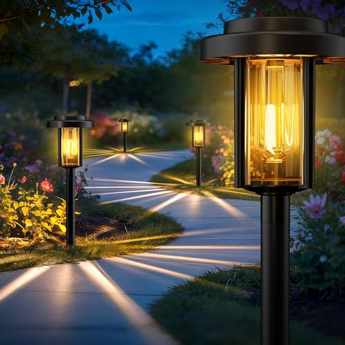 HMDecor Solar Pathway Lights, 12 Pack Solar Light Outdoor IP65 Waterproof, Garden Lights Solar Powered, Outside Decor Landscape Lighting for Yard, Path, Driveway, Walkway (Warm White)