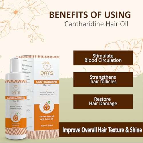 7 DAYS Cantharidine Hair Oil 100ml || Hair Fall Controle and Hair Growth with Sesame oil & Brahmi - Hair Oil For Men & Women 2