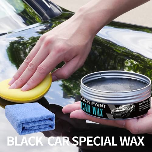 WEICA Car Wax Black Solid for Black Cars, Carnauba Car Wax Kit Cleaner, Ceramic Wash & Wax Car Soap for Black Car Clean & Shine in One Step,Rich Foaming Car Shampoo 4