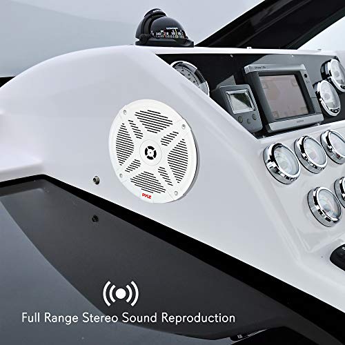 Pyle 6.5 Inch Marine Speakers - Coaxial 2-Way Waterproof Component Speaker Pair | Audio Stereo Sound System with Wireless RF Streaming Support | 6.5" in, 600 Watt PLMRF65SW 4