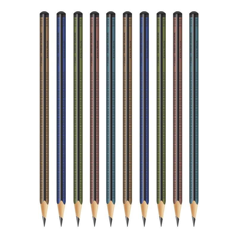 FLAIR Creative Series Neo-Dark 2B Extra Dark Graphite Triangular Pencil | Sharpener & Eraser Included in the Box | Pack Of 20 Pencils