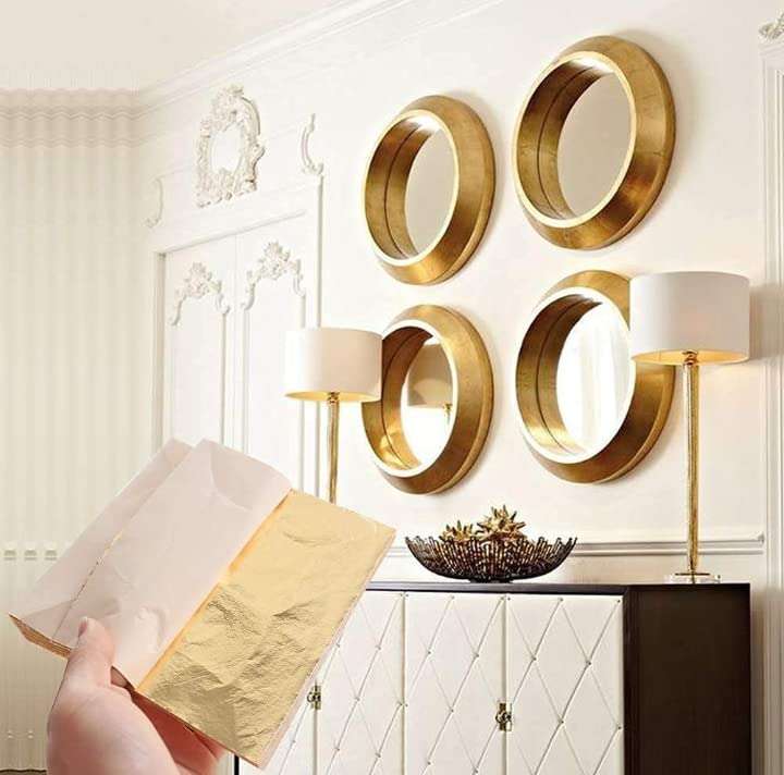 Gold leaf company Gold Leaf Sheets, 25 .Sheets, Gilding Foil for Gilding, Resin Art, Decoration Crafting, Paintings, Arts Crafts, Nail Deco,Furniture, Size 16×16 cm (25) 4