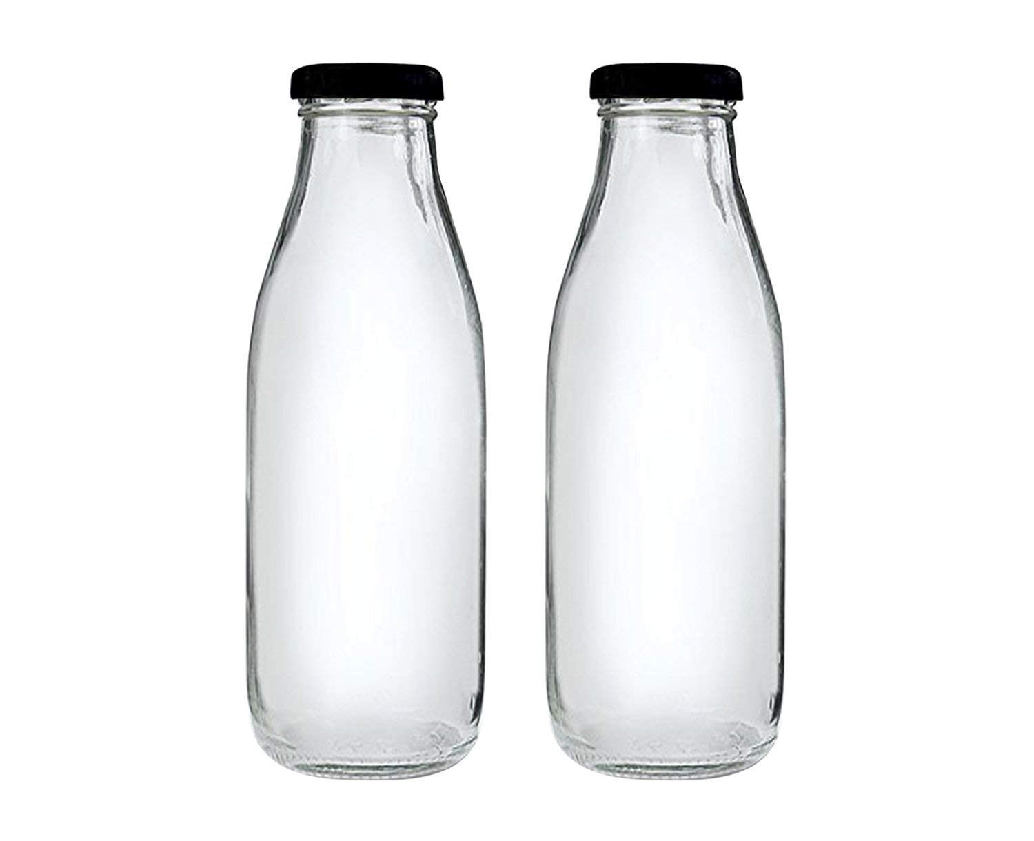 Mkd2 Rise Glass Bottle 500 ml, Set of 3 with Air Tight Black Metal Lid for Water, Milk, Juice & Oil 3