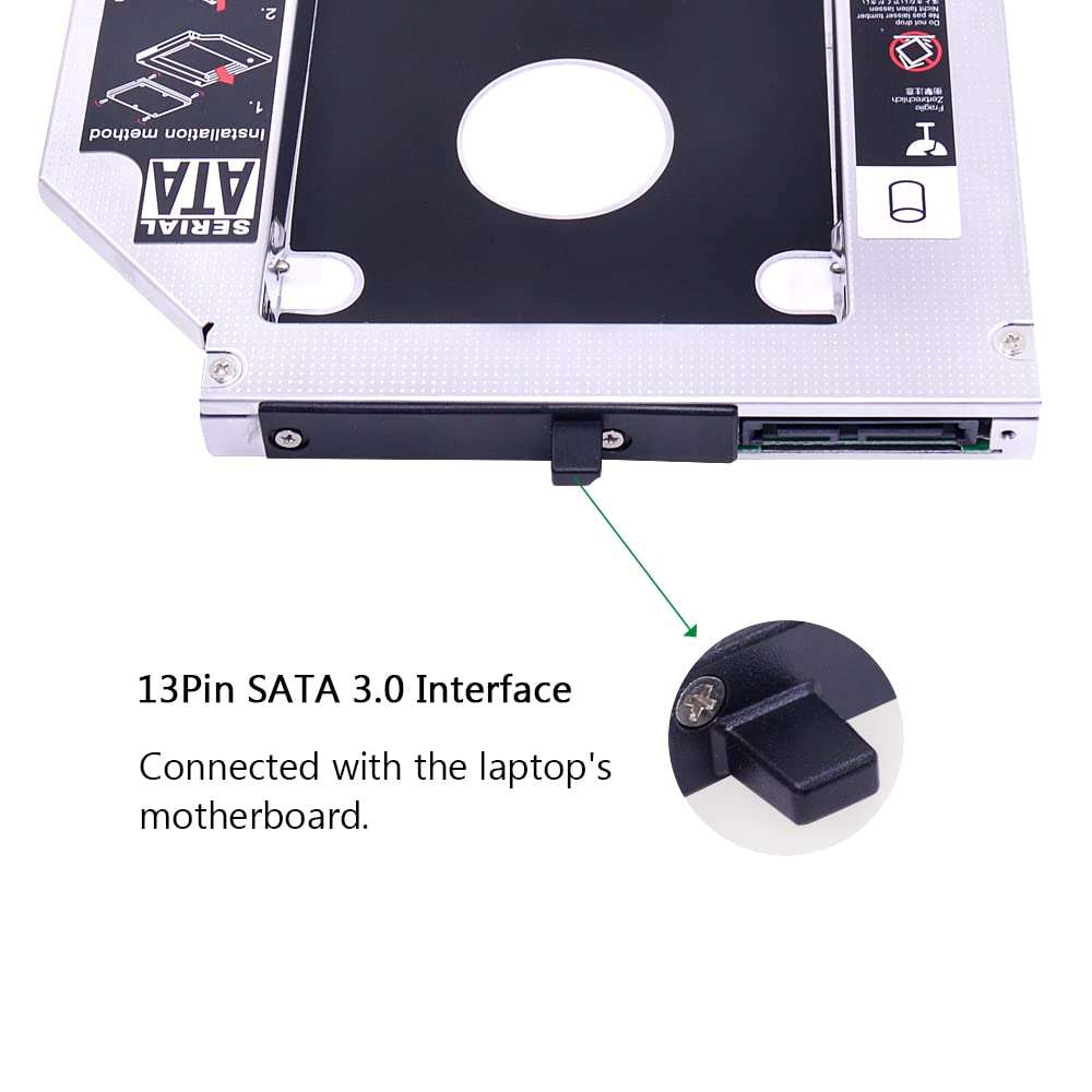 BOWONG SATA 2nd HDD Caddy 12.7 mm 2.5 Inch SSD Case HDD Enclosure for Lenovo ThinkPad T400 T400s T420 T430 T500 T520 T530 DVD/CD-ROM 3