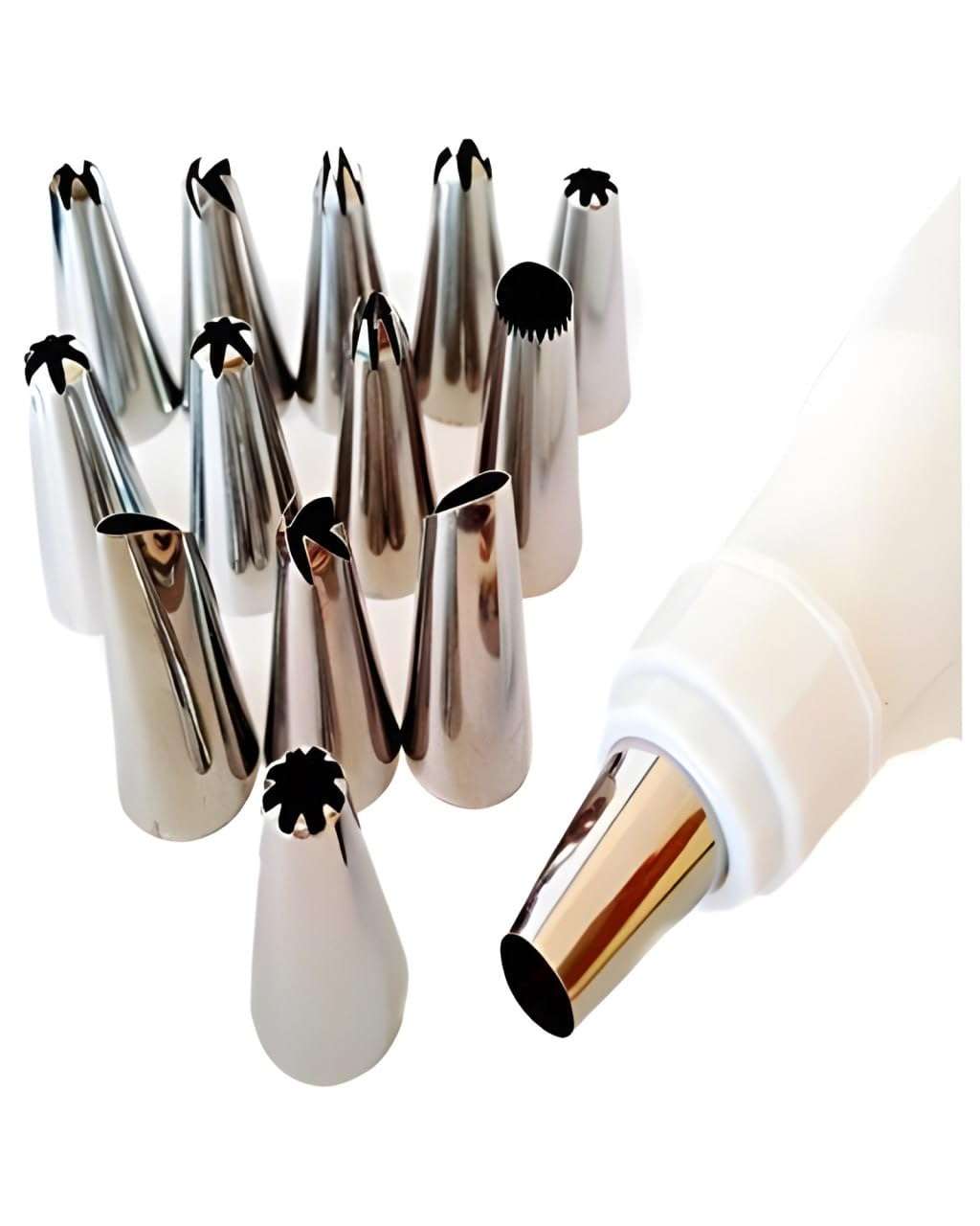 Breewell Cake Flower Nails, Ribbon Cutter, Cake Cream Pastry Decorating Bottle with Stainless Steel Nozzle 4 Combo Set 6