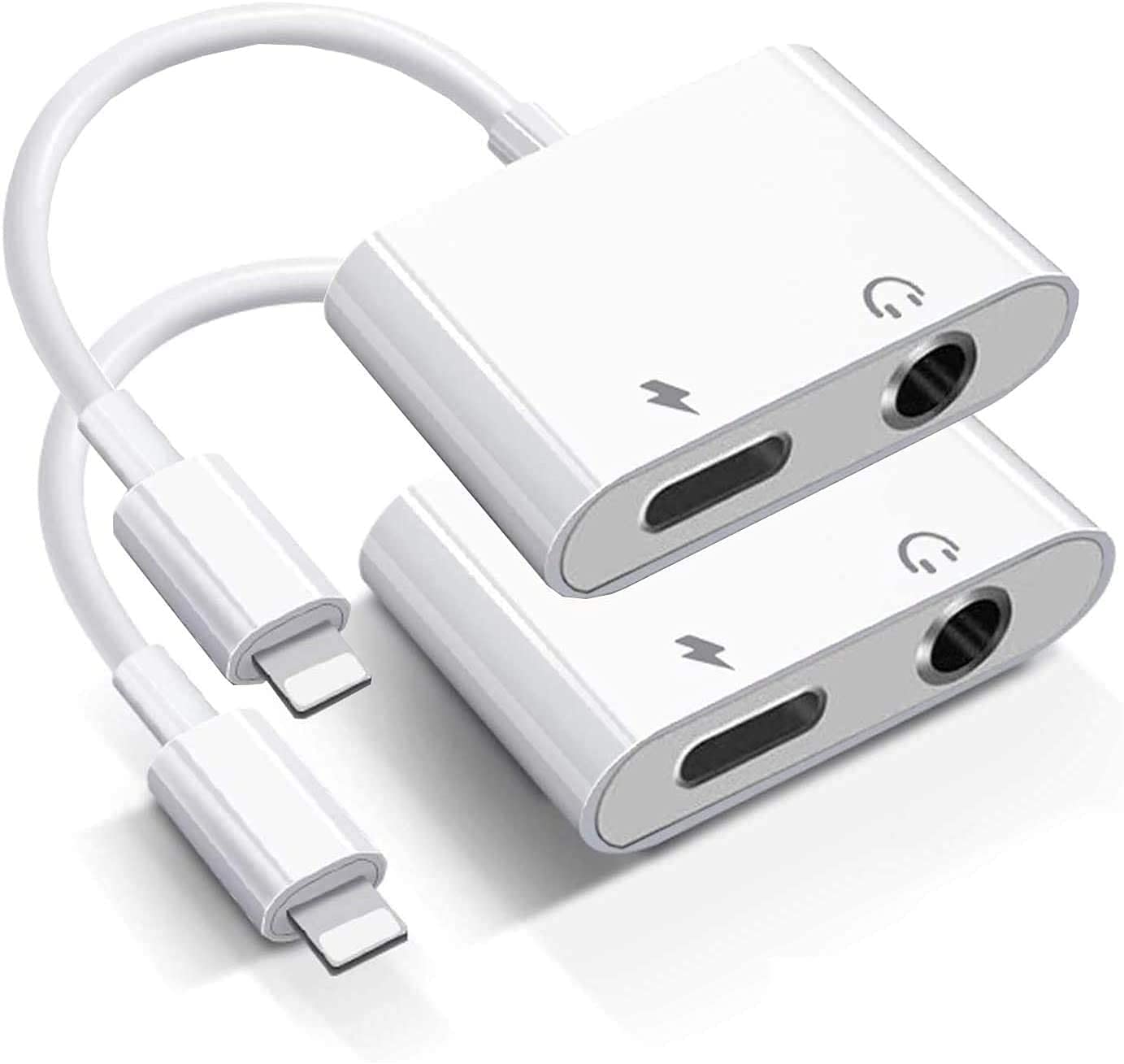 2Pack Lightning to 3.5mm Headphone Jack Adapter for iPhone,[Apple MFi Certified] 2 in 1 Headphone Adapter for iPhone Dongle Charger 3.5mm Jack AUX Audio Splitter for iPhone 12/11/XS /XR/X 8 7 iPad 1
