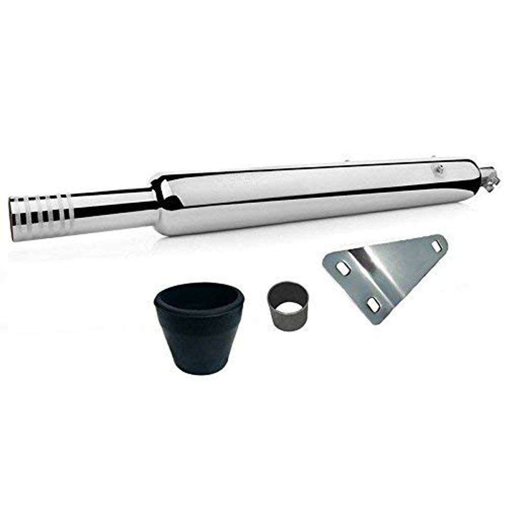 OZANGO Bike Long Punjab Dholki Long Bottle Empty Free Flow Bullet Exhaust Silencer Chrome With Zed Clamp Bush For Royal Enfield Bullet Electra 1