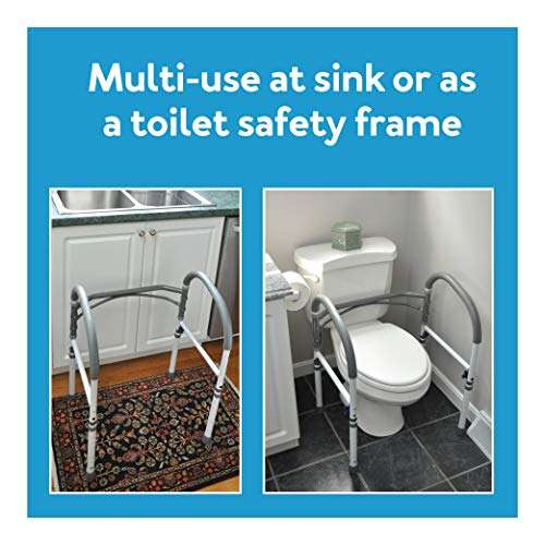 Carex Toilet Safety Rails, Adjustable and Detachable Toilet Safety Frame with Handles for Elderly, Handicap, or Disabled, Heavy-Duty Non-Slip Bathroom Grab Bar, with Padded Handles and Aluminum Frame 2