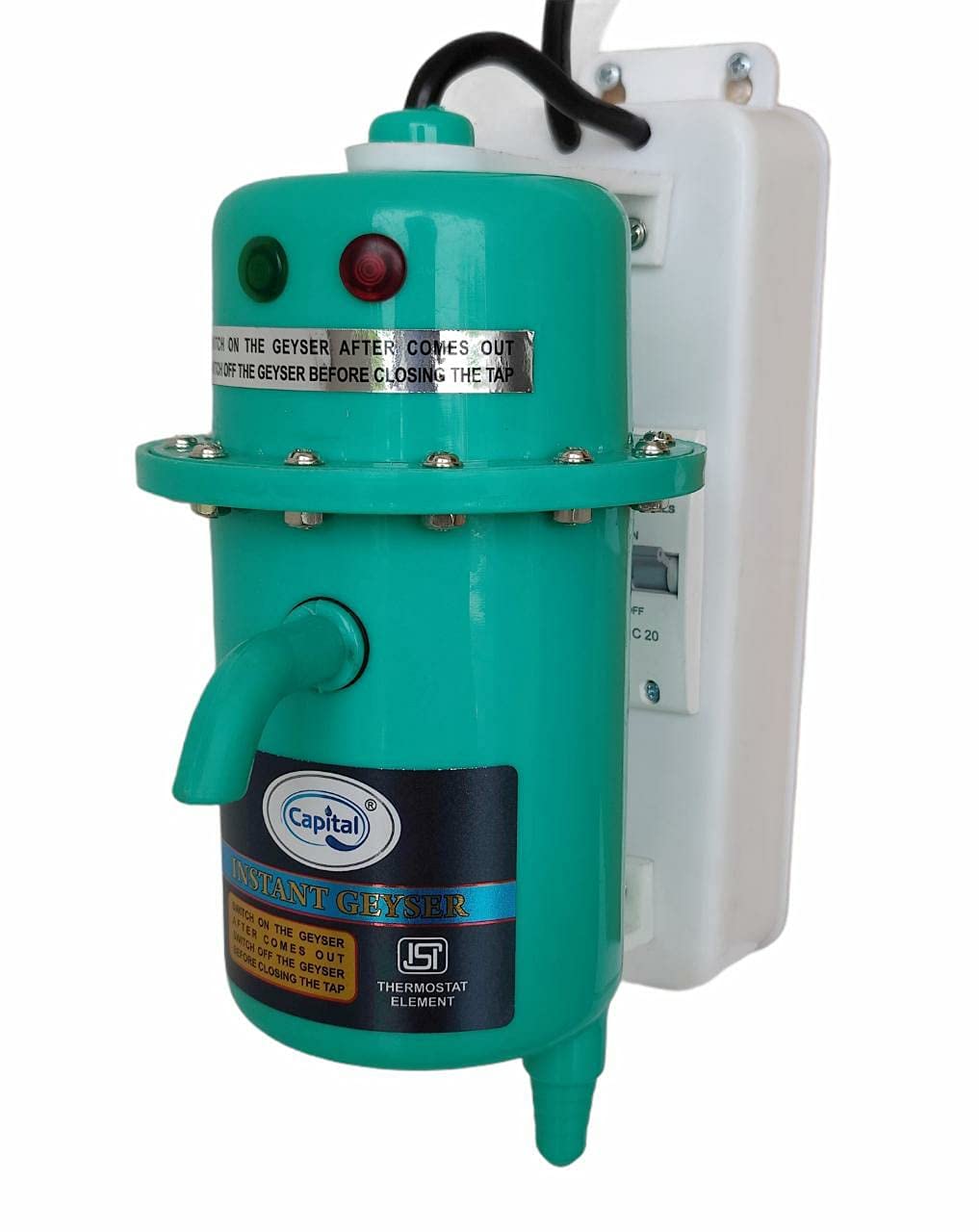 CAPITAL Instant Water Geyser 1 L Portable water heater, Made of First Class ABS Plastic, Auto Cut Off Feature with 1 Year Warranty, For Home, Office, Restaurant etc (Rama + MCB) 4
