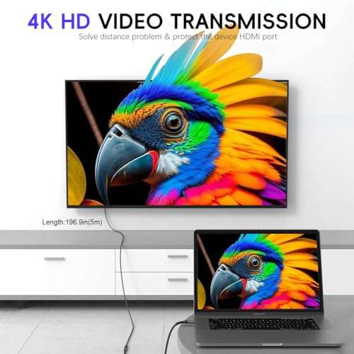 Verilux® USB C Extension Cable 5M/16.4Ft, PD 20W Type C Male to Female Support Fast Charging, Type C Cable Fast Charging Compatible for iPhone 17/17 Pro/17 Pro Max/16/15, MacBook, iPad 6