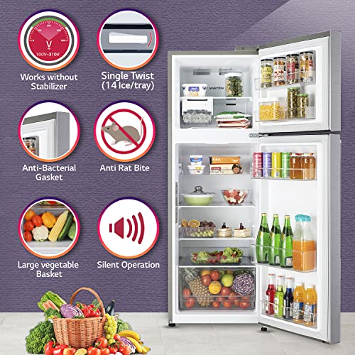 LG 246 L 3 Star Frost-Free Smart Inverter Compressor Wi-Fi Double Door Refrigerator (GL-T262TDSX, Dazzle Steel, Convertible With Door Cooling+, 2023 Model) 3
