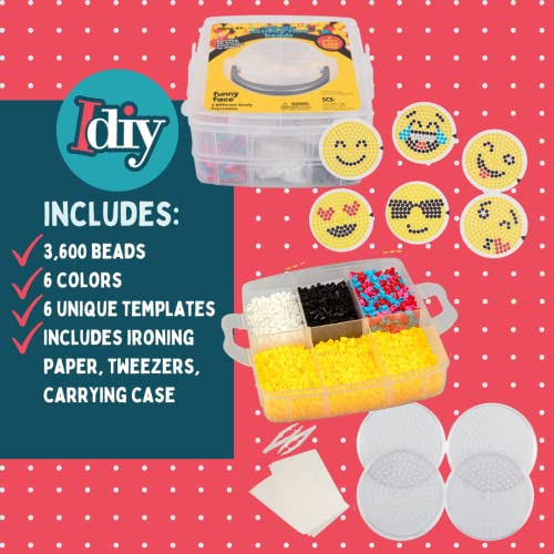 Emoji Smiley Face Fuse Beads- 6 Different Emojis - 3600pcs Beads (6 Colors), Tweezers, Peg Boards, Ironing Paper, Case - Works with Perler Beads- Pixel Art Project Gift- Officially Licensed by Emoji 4