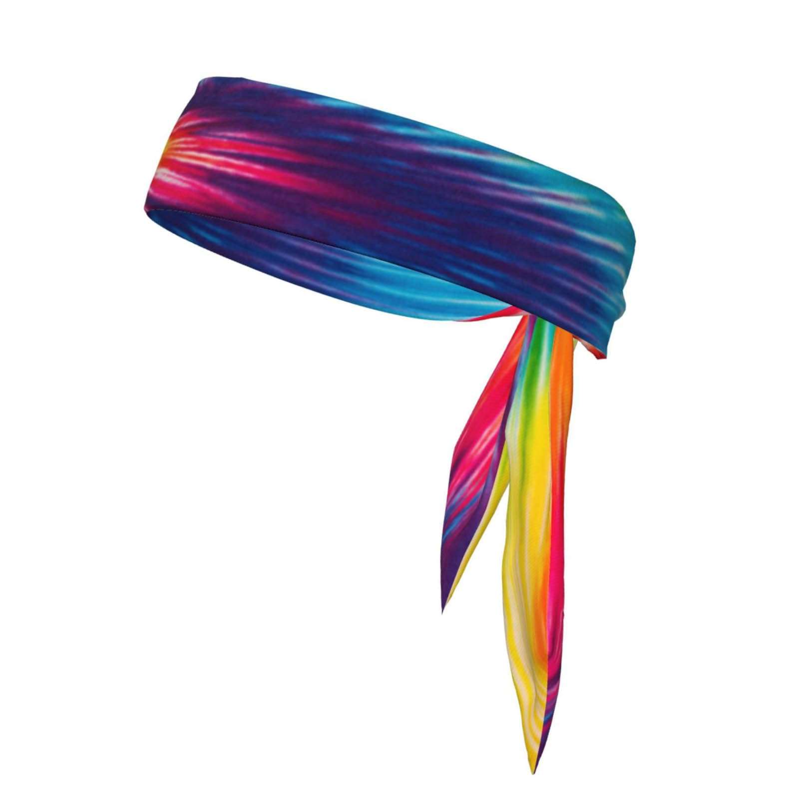 Btdsannb Sports Head Tie Hair Band Sweatband Rainbow Tie Dye Flex Tie Headband Unisex Wicking Head Tie for Running, Basketball, Workout, Soccer, Paintball, Exercise, Volleyball, 2.36 x 41 inch 1