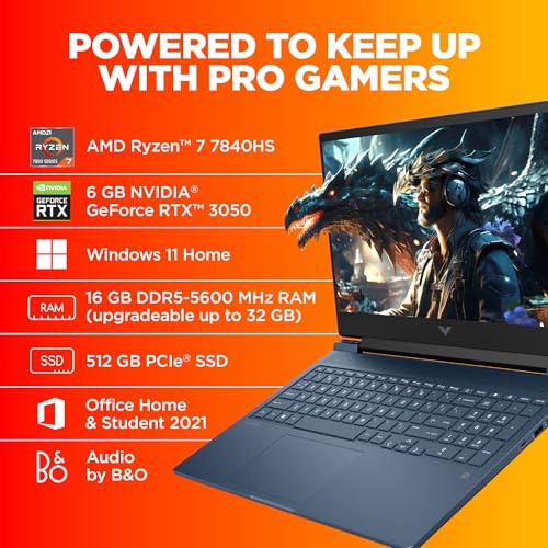 HP Victus Gaming Laptop, AMD Ryzen7 7840Hs,16.1 Inch (40.9 Cm),Fhd,16 Gb Ram, 512Gb Ssd,Nvidia Geforce RTX 3050 Laptop Gpu,Performance Blue,16-S0095Ax - Windows 11 Home 3