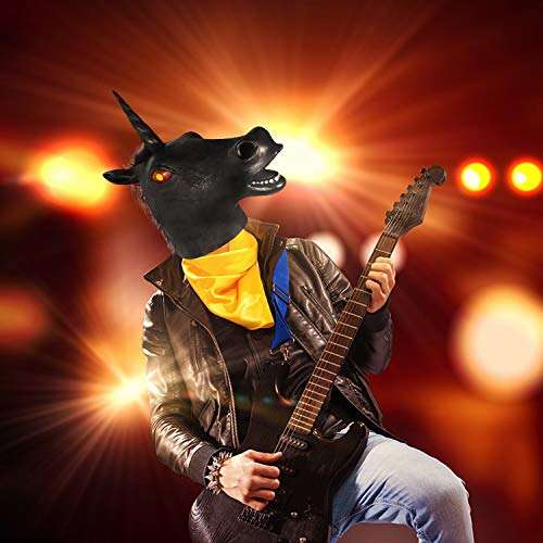 MOLEZU Magical Horse Costume, Novelty Halloween Costume Party Unicorn Latex Animal Head Costume 4