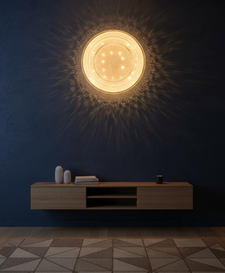 NICO Corporation Modern Ceiling Lights for Living Room | Chandeliers, Fancy Lights & Decorative Lamps Surface & Panel Lights for Ceiling, Kitchen & Hall| 24cm with 3 Color Modes (PearlWhite, Round)