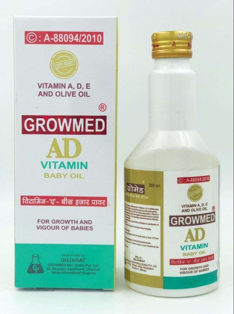 Growmed AD Vitamin Oil for Healthy and Fairness Skin Baby Massage Oil _ (100 ml) 3