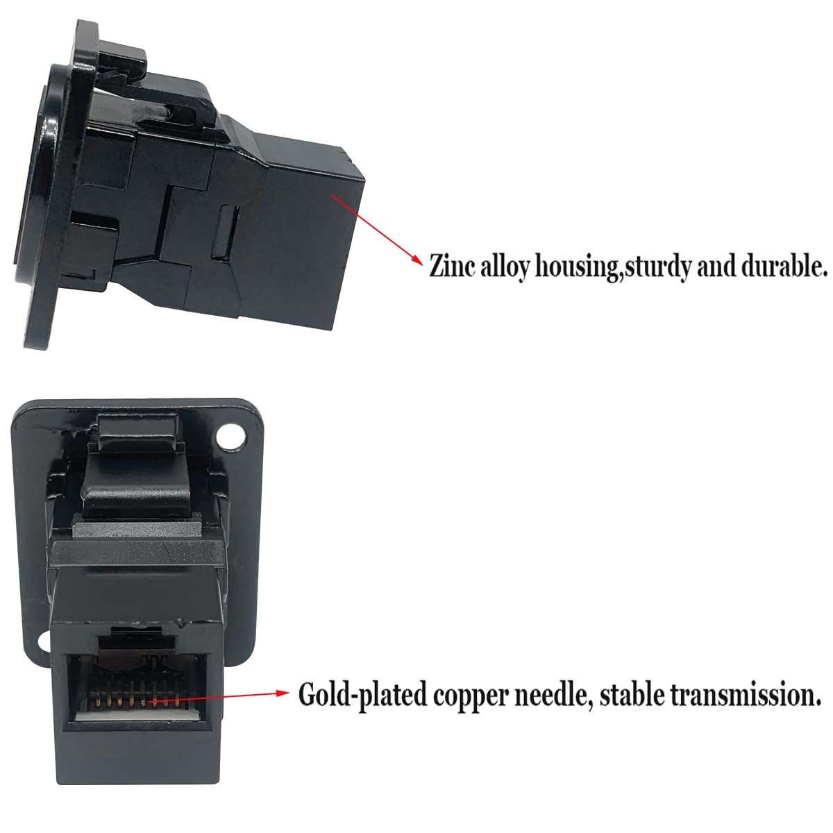 PENGLIN 10PCS D-Type CAT6A Panel Mount Connector, RJ45 Pass-Through Connector Female to Female, RJ45 Ethernet LAN Network Coupler for CAT6a/CAT6/CAT5E/CAT5 4