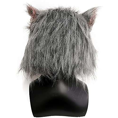 HACoser Hashibira Inosuke Mask Anime Boar Fluffy Cosplay Helmet Halloween Party Fancy Dress Costume Props (Grey) One Size 3