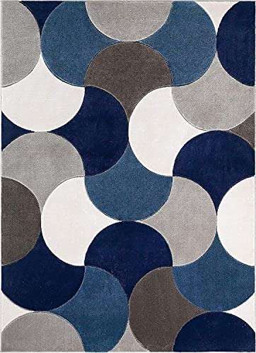 ALPHA CARPETS Modern Collection Multi Color Ivory Blue Handmade Woolen Carpet 5 x 7 Ft (150 x 210 cm) Multi Colour 3