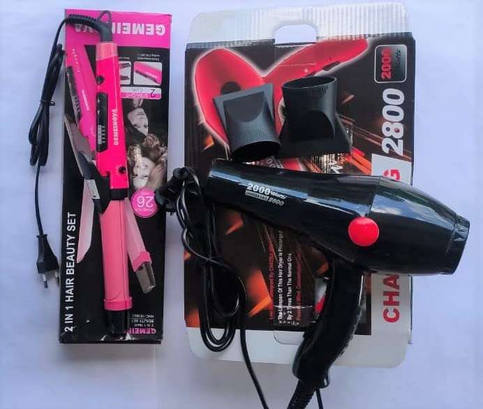 HAIR DRYER V&G PROFESSIONAL/SALON STYLE HAIR DRYER-2800 + 2IN1 HAIR STRAIGHTENER &CURLER-1818,FOR LONG BEAUTIFUL HAIR. COMPLETE HAIR GROOMING SET FOR WOMEN.COMBO SET. 4