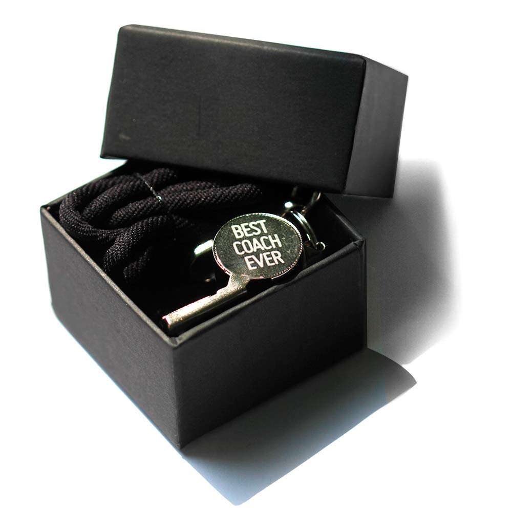 Blue Leaves Best Coach Ever-Baseball Coach Gifts,for Men Women Personalized Carved Gift for Coach,with Gift Box,Stainless Steel Whistle with Lanyard-Ideal for Coaches, Referees 2