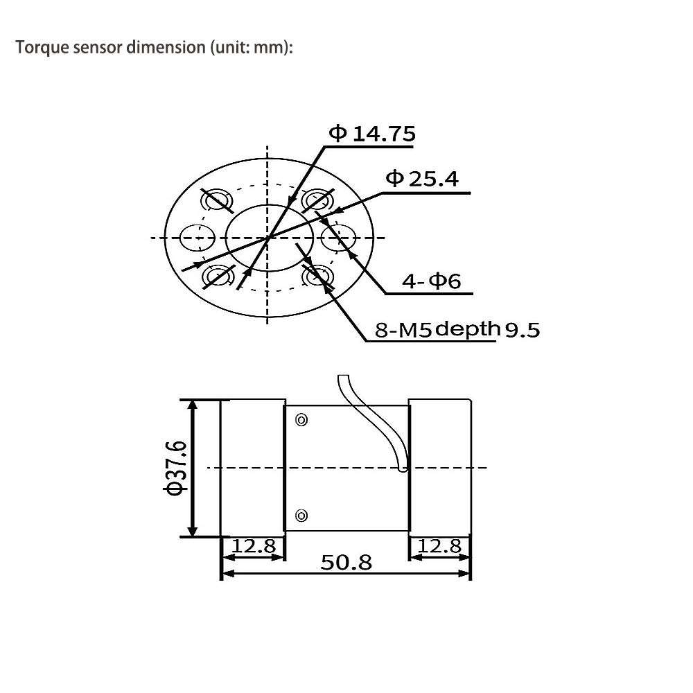 ATO Static Torque Sensor, 0-20mA Output Signal, 100 Nm, Micro Reaction Torque Sensor for Static Torque 6