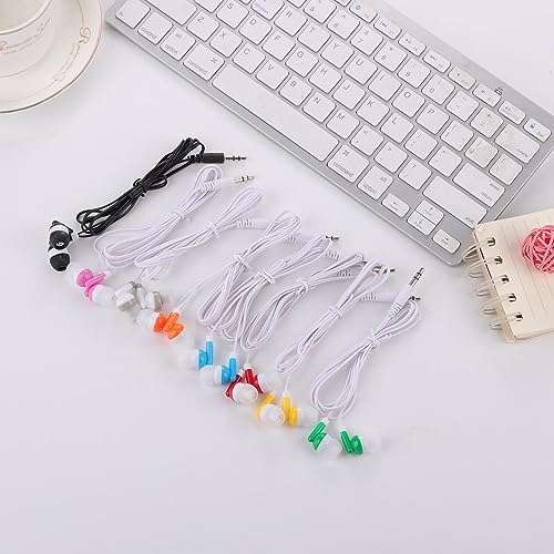 Ladont 100 Pack Bulk Kids Earbuds for Classroom, Student Wired Headphones in Ear Earbuds for School Librariy, 3.5mm Multi Colored Wholesale Earphones for Chromebook Laptop PC 6
