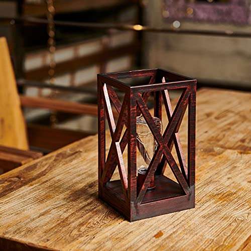 Lantern Decorative with Timer and Fairy Light Lamp - Rustic Farmhouse Lantern Decor,Solid Constructed Battery Powered Vintage Lantern for Table ,Home and Shelf Decor 4